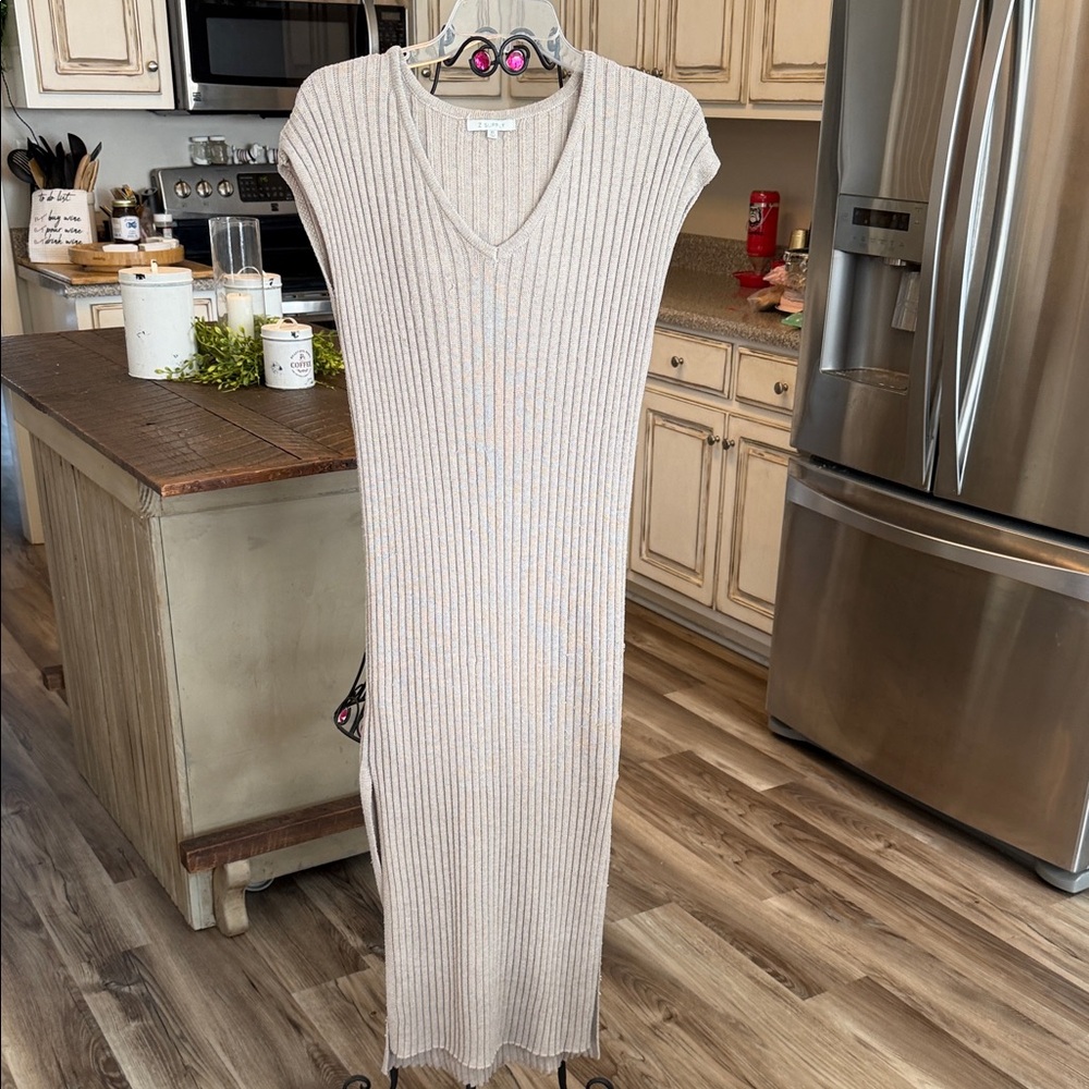 Z Supply Taupe Ribbed Knit Dress